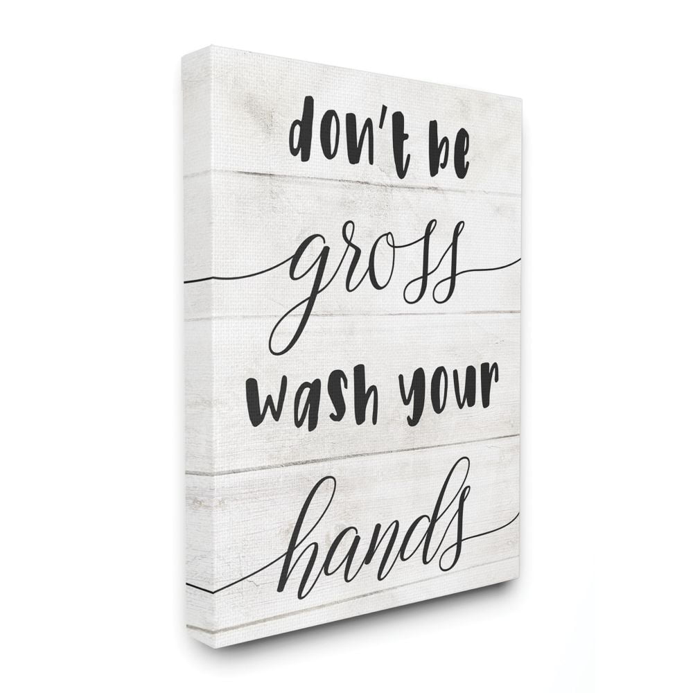 Don't Be Gross Bathroom Family Home Word Design XXL Stretched Canvas Wall Art by Daphne Polselli