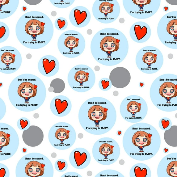 Don't Be Scared I'm Trying to Flirt Kawaii Chibi Heart Premium Gift Wrap Wrapping Paper Roll
