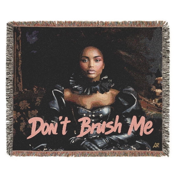 Don't Brush Me by Lillan, Woman Art,  Afrocentric, Woven Throw, Afrocentric Home Decor
