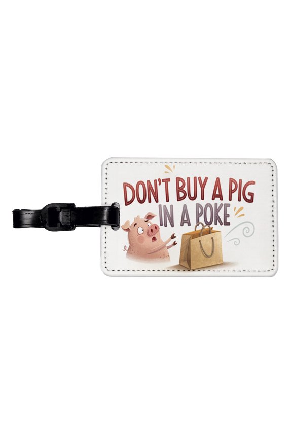 Don't Buy A Pig In A Poke Funny Saying Faux Leather Travel Luggage Tag