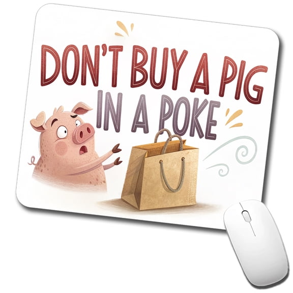 Don't Buy A Pig In A Poke Funny Saying Mouse Pad Low Profile Gaming Mat