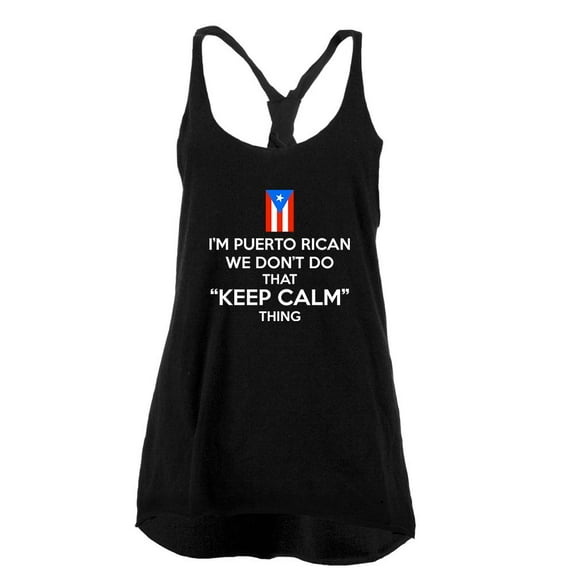 Don't Do Calm Puerto Rican Juniors Twist Tank Top Black MD