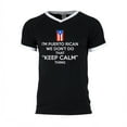 thumbnail image 1 of Don't Do Calm Puerto Rican Mens Soccer Jersey V-Neck T-Shirt Black-White 2XL, 1 of 1