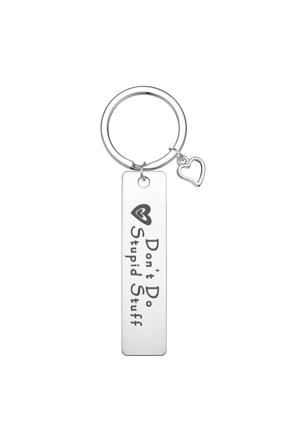 Don't Do Stupid Stuff Keychain Hanging Pendant Stainless Steel Key Chain Car Bag Backpack Accessories Gift Heart Keyring