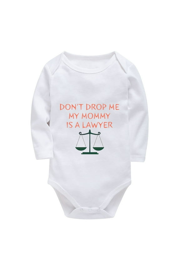 Don't Drop Me My Mommy Is A Lawyer Coming Home Outfit for Baby Girl Summer Long Sleeve Boy Outfit White Neutral Onsies3-6 Mo