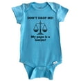 thumbnail image 1 of Don't Drop Me My Papa Is A Lawyer Funny Baby Bodysuit (Blue), 6-9 Months, 1 of 2