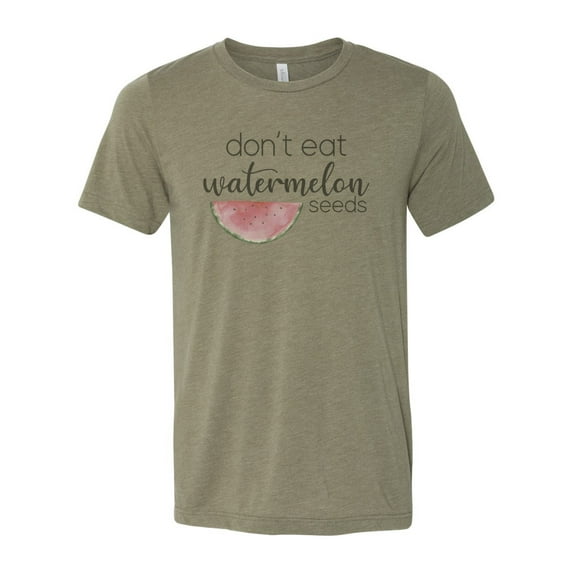 "Don't Eat Watermelon Seeds, Pregnancy Shirt, Baby Announcement, Sublimation T, Baby Reveal, Pregnant Shirt, Expecting Shirt, Watermelon, Heather Olive, SMALL"