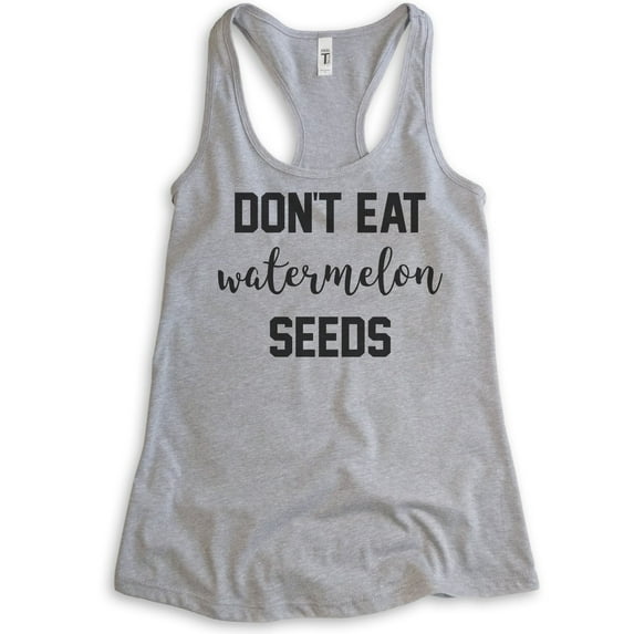 Don't Eat Watermelon Seeds Tank Top, Ladies Racerback Tank Top, Cute Pregnancy Tank, New Mom Tank, Heather Gray, Small