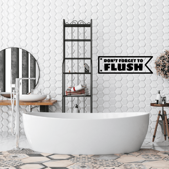 Don't Forget To Flush - Bathroom Rules Quotes Vinyl Wall Art Sticker Decal Home Bathroom Rest Room Comfort Room Rules Signage Ladies Gentlemen Toilet Room Rules Wall Design Reminders Size (8x20 inch)