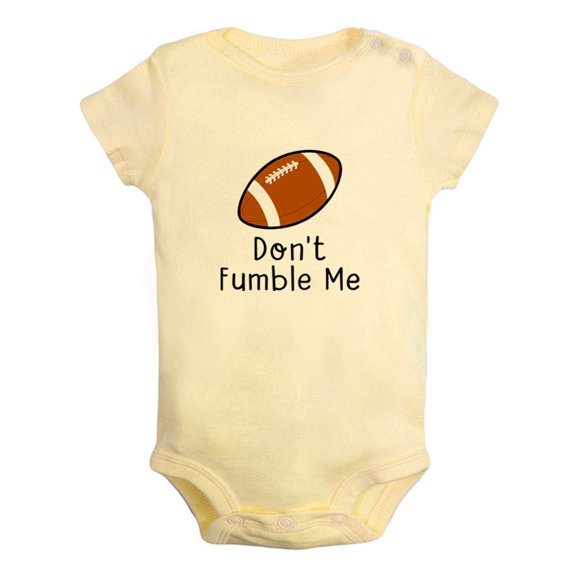 Don't Fumble Me Funny Rompers For Babies, Newborn Baby Unisex Bodysuits, Infant Jumpsuits, Toddler 0-12 Months Kids One-Piece Oufits (Yellow, 0-6 Months)