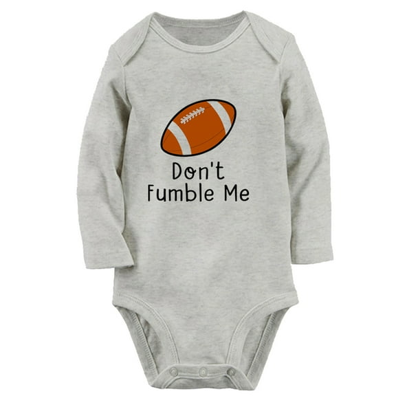 Don't Fumble Me Funny Rompers, Newborn Baby Unisex Bodysuits, Infant Jumpsuits, Toddler 0-12 Months Kids Long Sleeves Oufits (Gray, 0-6 Months)
