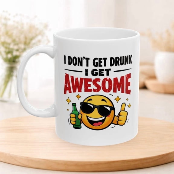 Dont Get Drunk I Get AweS1ome Ceramic Mug, Funny Drinking Mug, Alcohol Humor Mug, Party Mug, Bar Humor Gift, Adult Humor Mug, Funny Mug