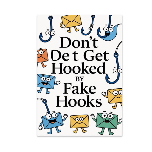 Don't Get Hooked by Fake Hooks - Phishing Awareness Decor - 13x19 Poster Print