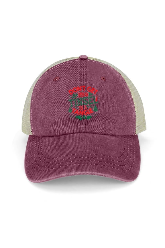 Don’t Get Your Tinsel In A Tangle Wine Red Hat Adjustable Funny Fashion Unisex Baseball Cap for Men Women