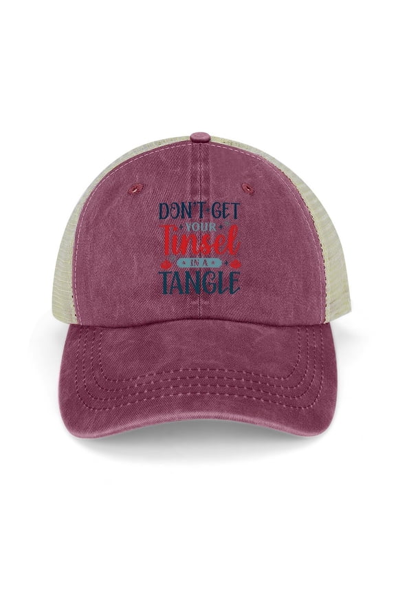 Don’t Get Your Tinsel In A Tangle Wine Red Hat Adjustable Funny Fashion Unisex Baseball Cap for Men Women