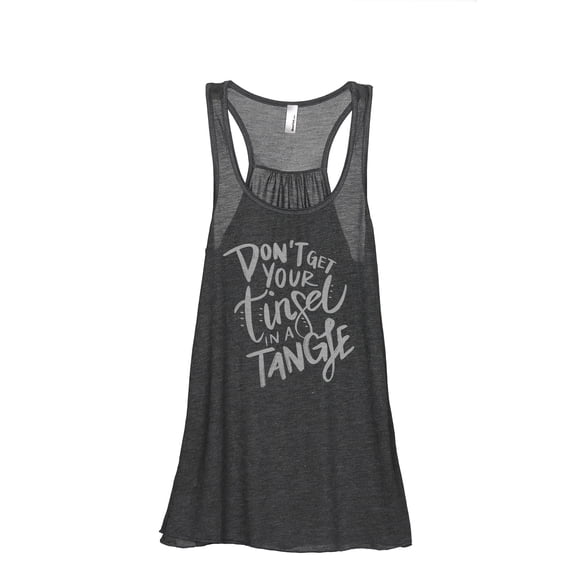 Don't Get Your Tinsel In A Tangle Women's Fashion Sleeveless Flowy Racerback Workout Yoga Tank Top Charcoal Grey Small