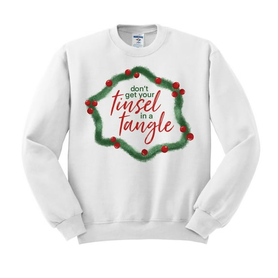 Don't Get Your Tinsel in a Tangle Sweatshirt Large White