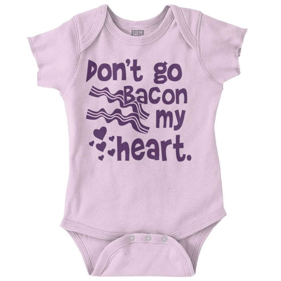 Don't Go Bacon My Heart Cute Pun Romper Boys or Girls Infant Baby Brisco Brands 24M