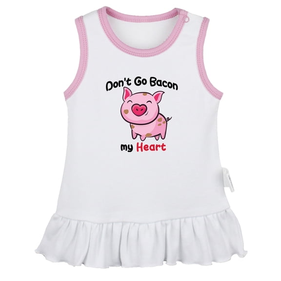 Don't Go Bacon My Heart Funny Dresses For Baby, Newborn Babies Skirts, Infant Princess Dress, 0-24M Kids Graphic Clothes (White Sleeveless Dresses, 0-6 Months)