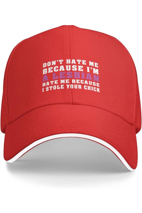Don't Hate Me Because I'm A Lesbian Funny LGBTQ Trucker Hat LGBT Pride Baseball Cap Black