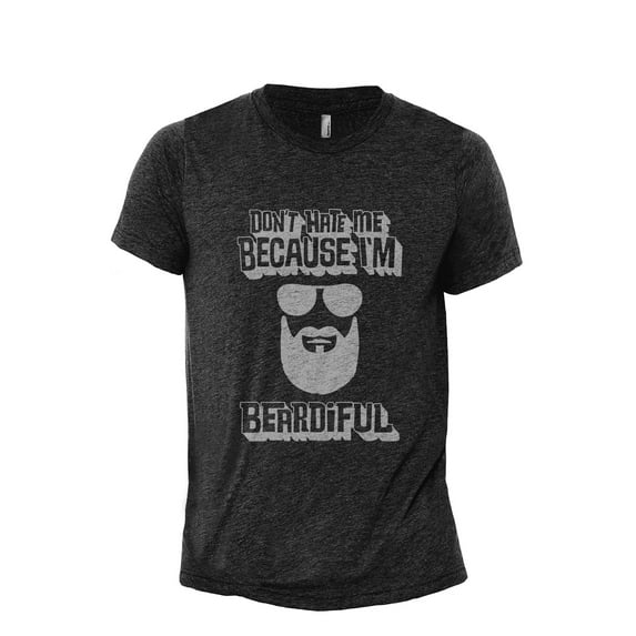 Don't Hate Me Because I'm Beardiful Men's Modern Fit Fun Casual T-Shirt Printed Graphic Tee Charcoal Grey 2X-Large