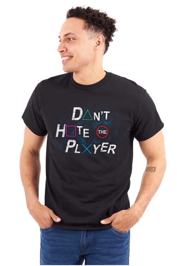 Don't Hate The Player Video Gamer Plus Size Crewneck Graphic Tee Shirt Brisco Brands 3X