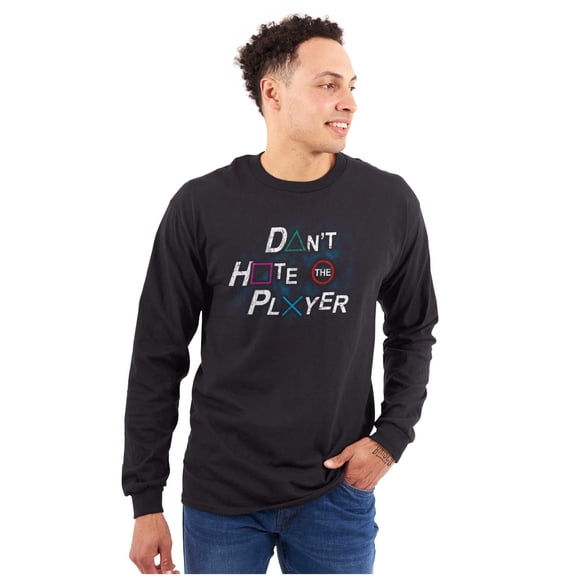 Don't Hate The Player Video Gamer Plus Size Long Sleeve Graphic Tee Shirt Brisco Brands 2X