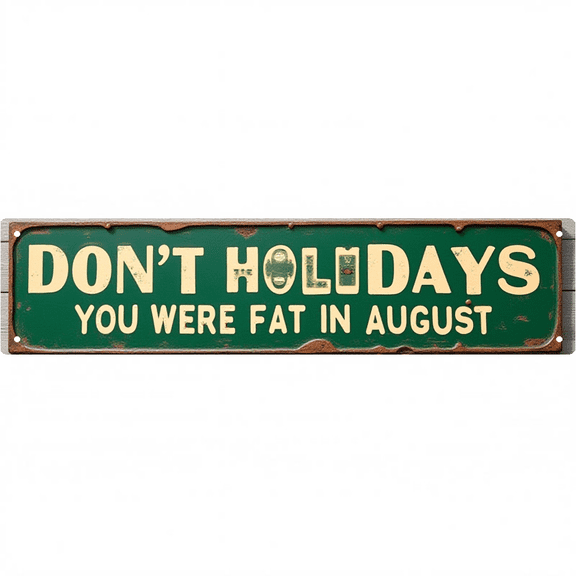 Don't Holidays You Were Fat In August Metal Sign 16*4 Inches Humorous Weight Holiday Decor