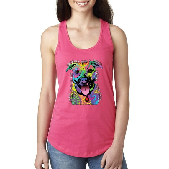 Don't Judge My Pitbull I Won't Judge Your Kids Funny Dog Lover Ladies Racerback Tank Top, Hot Pink, Small
