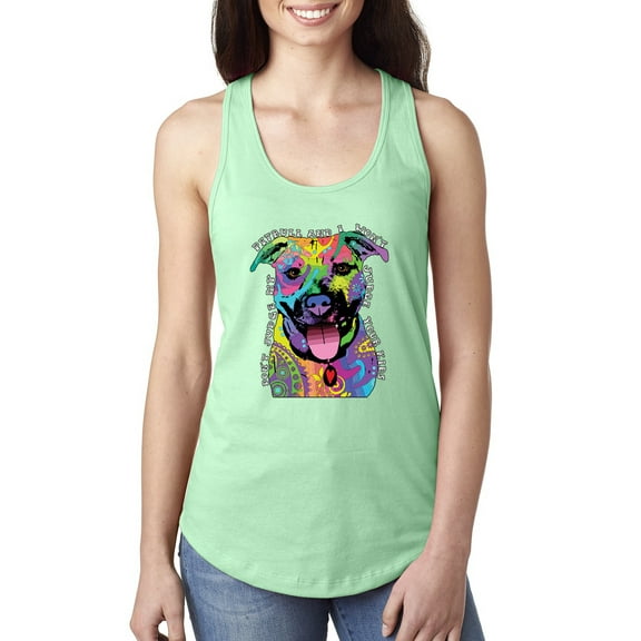 Don't Judge My Pitbull I Won't Judge Your Kids Funny Dog Lover Ladies Racerback Tank Top, Mint, Large