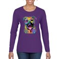 thumbnail image 1 of Don't Judge My Pitbull I Won't Judge Your Kids Funny Dog Lover Womens Graphic Long Sleeve T-Shirt, Purple, Medium, 1 of 3