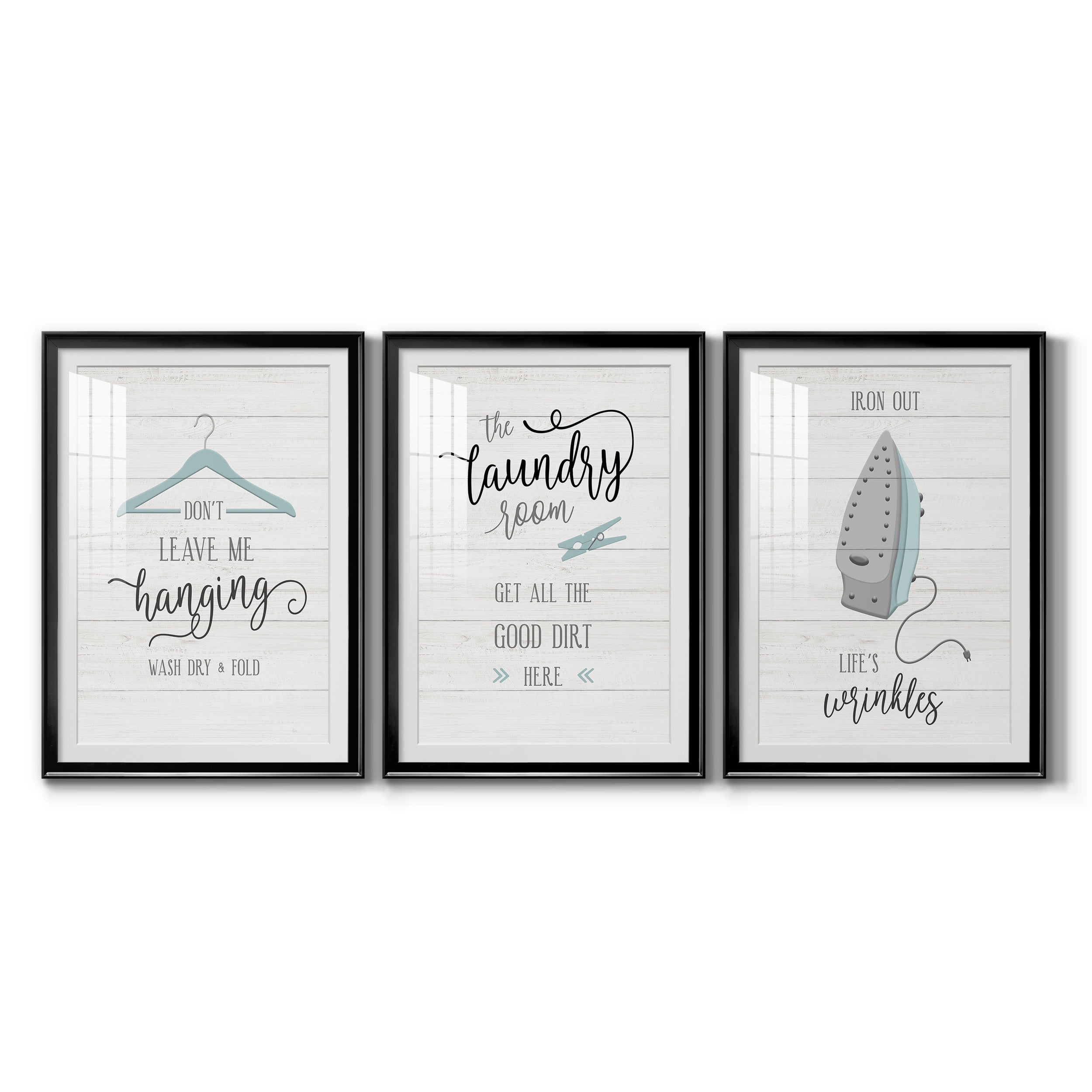 Don't Leave Premium Framed Prints Set of 3 - Ready to Hang - 26.5 x 36.5 Each - Black Frame