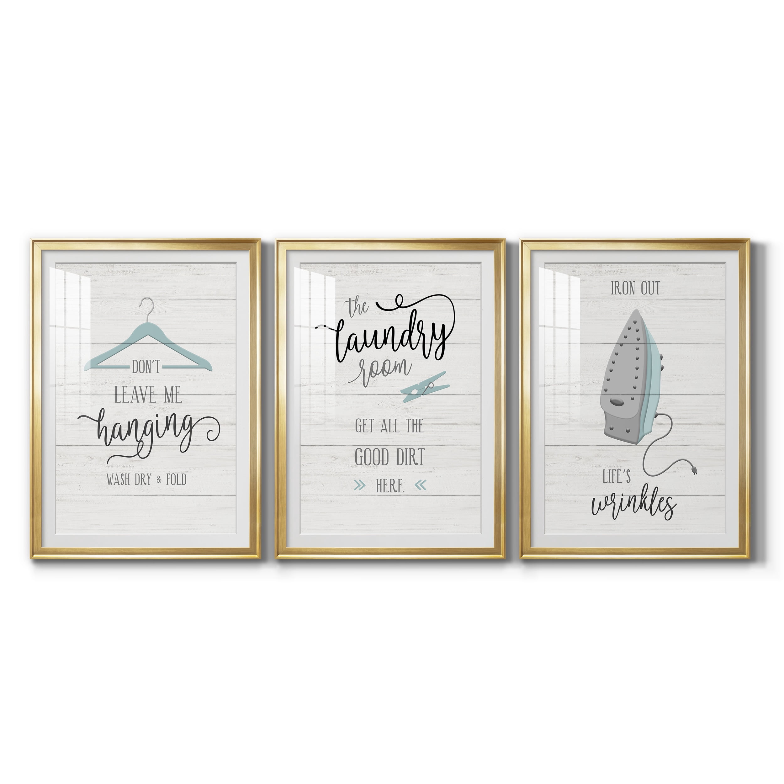 Don't Leave Premium Framed Prints Set of 3 - Ready to Hang - 26.5 x 36.5 Each - Gold Frame