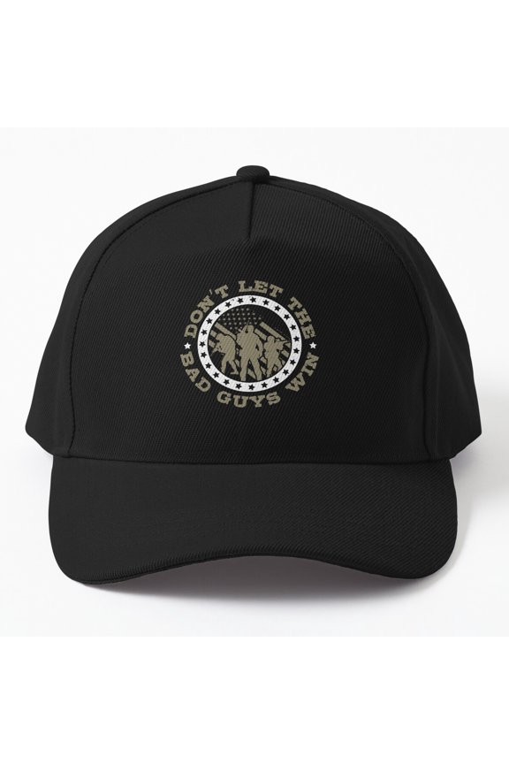 Don't Let Bad Guys Win Baseball Hat, Heroic Action Statement Graphic Design, Classic Cap