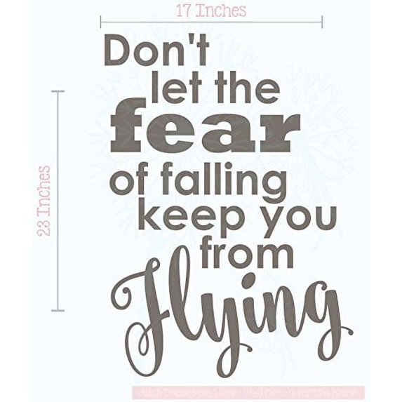 Don't Let Fear Keep from Flying Best Vinyl Lettering Stickers Inspirational Wall Decals Quote 23x17-Inch Castle Gray