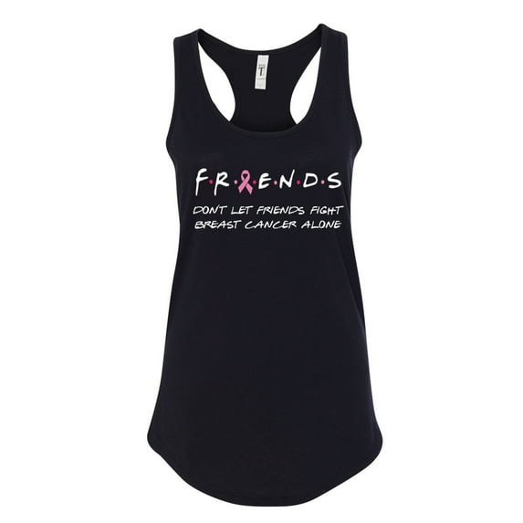 Don't Let Frien.. Fight Breast Cancer Alone Breast Cancer Awareness Graphic Womens Tank Top, Black, X-Large