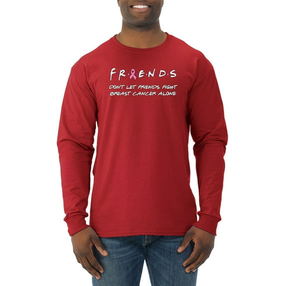 Don’t Let Friends ALone Awareness Mens Long Sleeve Shirt, Red, Large