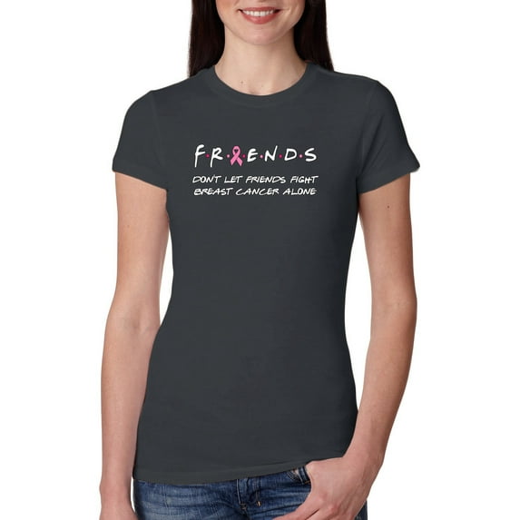 Don’t Let Friends ALone Awareness Womens Slim Fit Junior Tee, Dark Grey, X-Large