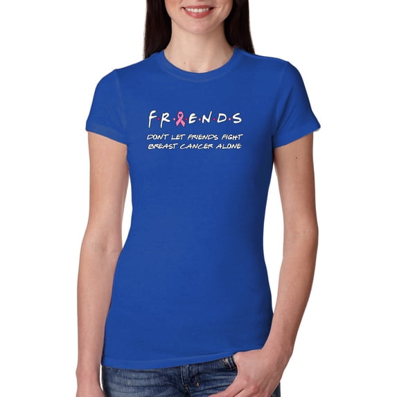 Don’t Let Friends ALone Awareness Womens Slim Fit Junior Tee, Royal, X-Large
