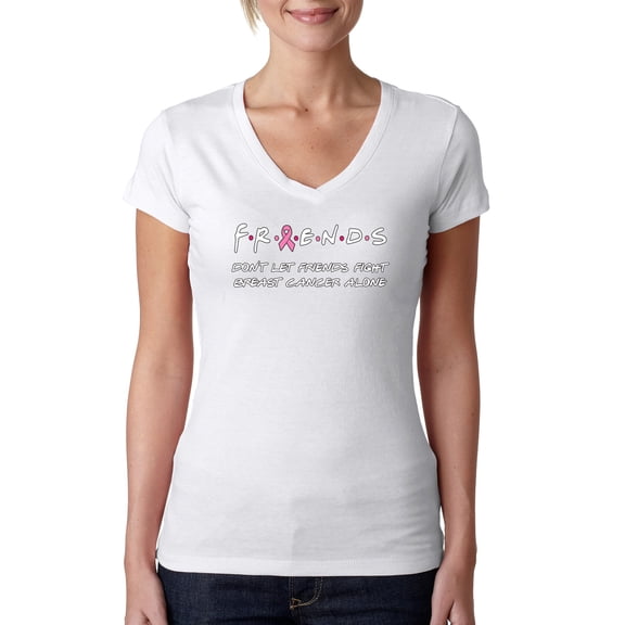 Donâ€™t Let Friends ALone Awareness Womens V-Neck Tee, White, X-Large