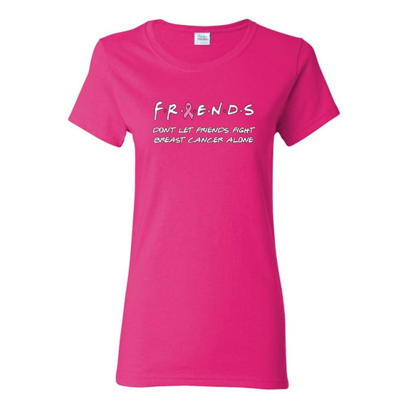 Don't Let Friends Alone Awareness Womens Graphic T-Shirt, Fuschia, Medium