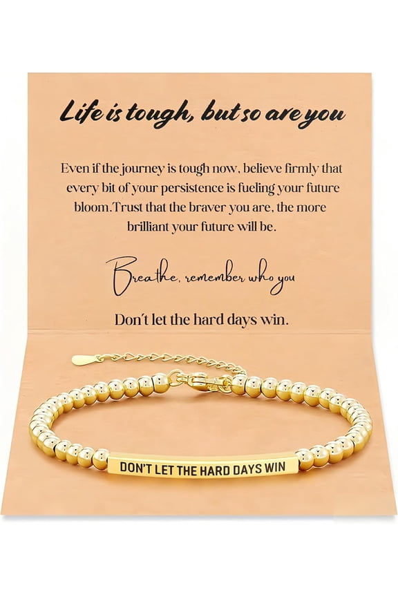 Don't Let Hard Days Win Couple Bracelets - Matching Stainless Steel Christian Bracelets for Him & Her, Valentine's Day Gift Set