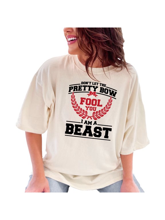 Don't Let Pretty Bow Fool You, Cheerleader, Ivory Comfort Colors T-Shirt, 2XL