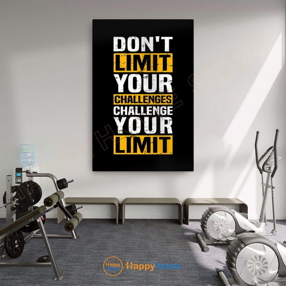 Don't Limit Your Challenges Wall Art Workout Room Decor Gym Sign Fitness Prints Motivational Quotes Poster, Poster Only