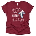 thumbnail image 1 of Don't Listen to That Heifer You're Beautiful T Shirt Unisex Letter Teen Funny Tees Casual Short Sleeve (Raspberry, Large, 1 of 2