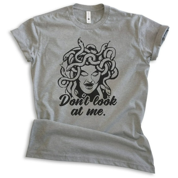 Don't Look At Me Medusa Shirt, Unisex Women's Men's Shirt, Medusa Shirt, Mythology Shirt, Dark Heather Gray, Medium