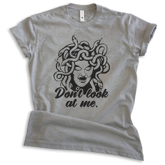 Don't Look At Me Medusa Shirt, Unisex Women's Men's Shirt, Medusa Shirt, Mythology Shirt, Dark Heather Gray, X-Small