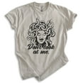 thumbnail image 1 of Don't Look At Me Medusa Shirt, Unisex Women's Men's Shirt, Medusa Shirt, Mythology Shirt, Light Silk Gray, Large, 1 of 6