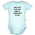 thumbnail image 1 of Don't Look At Me That Smell Is Coming From My Dad Funny Rompers For Babies, Newborn Baby Unisex Bodysuits, Infant Jumpsuits, Toddler 0-24 Months Kids One-Piece Oufits (Blue, 18-24 Months), 1 of 4