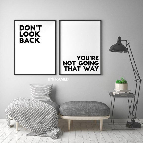 Don't Look Back Motivational Poster Prints Minimalist Wall Art Set 2